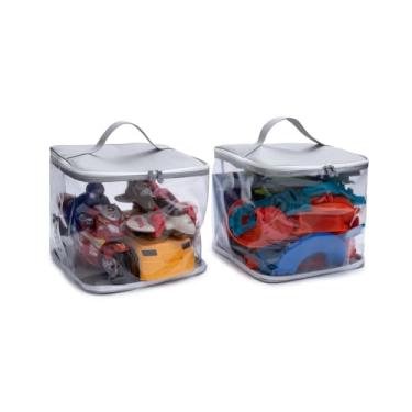 Imagem de Dupla de Organizadores Grande Plásticos para Brinquedos, Bonecas, Bolas, Carrinhos - Big Box Momis Petit (Cinza)