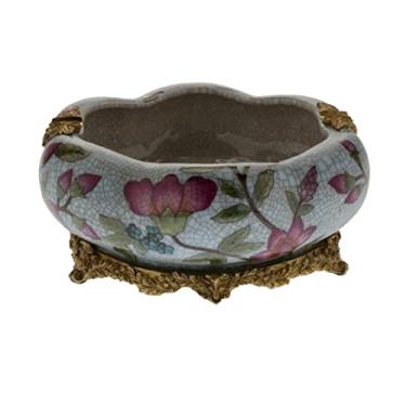 Imagem de Cinzeiro de ervas daninhas cinzeiro redondo europeu de cerâmica com cobre, cinzeiro criativo retro para sala de estar, mesa de café, ornamentos de escritório cinzeiros para cigarros (E)