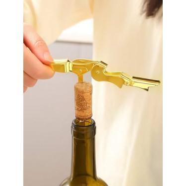 Imagem de 1 chave sommelier dourada 24K - abridor de vinho com dobradiça dupla com cortador de folha integrado | Ferramenta de saca-rolhas e garrafa de 12 cm