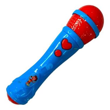 Imagem de Microfone Infantil Duplo para Karaokê, Azul e Vermelho, Sem Fio, Bateria, com 2 Microfones, Som e Voz, Ideal para Diversão e Entretenimento