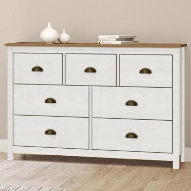 Imagem de Cômoda Para Quarto 125cm 7 Gavetas Lázio Branco/freijó F07 - Mpozenato
