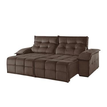 Imagem de Sofá 3 Lugares Retrátil E Reclinável Martins M-122 Veludo Marrom