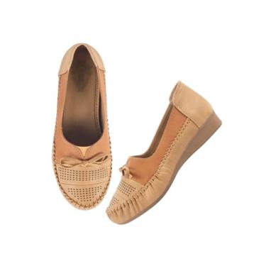 Imagem de Shoetopia Bailarinas casuais para mulheres e meninas, Bege, 4 UK