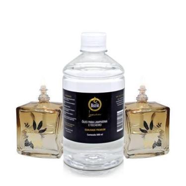 Imagem de Kit 2 Lamparinas Decorativa Quatro Estações+ 500Ml De Fluido - Velas b