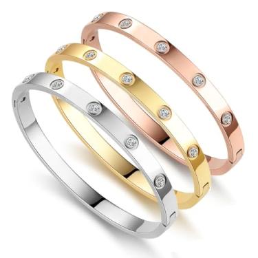 Imagem de TruNova Pulseiras de ouro para mulheres, banhado a ouro 18K, pulseira da amizade, pulseira de aço inoxidável, joias presentes para mulheres, 19, Aço inoxidável, Sem Pedra Preciosa