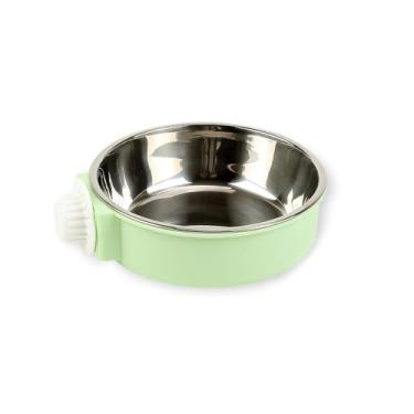 Imagem de Tigela para animais de estimação 2 em 1 removível de aço inoxidável para filhotes/gato, gaiola suspensa grande alimentador de comida de água para cães e gatos (verde, G)