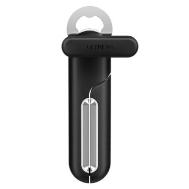 Imagem de Ultrean Abridor de garrafas manual, abridor de latas manual de aço inoxidável resistente com borda lisa, cabo grosso ergonômico, à prova de ferrugem, botão de giro fácil de grandes dimensões, preto