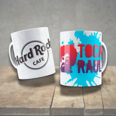 Imagem de Caneca De Porcelana 325ml Decorada ícones Da Música Raul Seixas