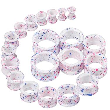 Imagem de WINSENET 20 peças de alargadores de orelha de silicone flexíveis 2G-25 mm alargadores macios alargadores de orelha alargadores de orelha alargadores de orelha pretos brincos piercings joias para