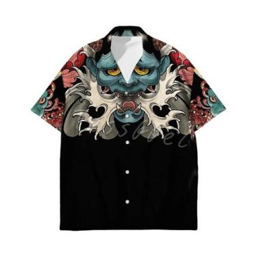 Imagem de Camisa Casual De Verão Masculina Estilo Harajuku Com Estampa 3D De Tat