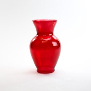 Imagem de Vasos de vidro de urna clássica vermelha translúcida de 28 cm para vaso de flores, buquês, centro de mesa ou grande arranjo floral, decoração de casa, casamento, evento, mesa, 1 peça