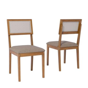 Imagem de Kit 2 Cadeiras para Sala de Jantar Encanto Freijó/Bege