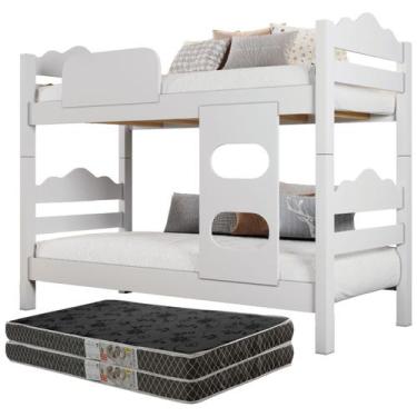 Imagem de Beliche Compacta Vira Duas Camas Design Moderno Completa Com 2 Colchõe