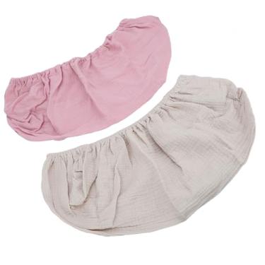 Imagem de Semme 2 Peças Capa de Almofada para Troca de Fralda Macia e Respirável, Folhas de Cor Sólida para bebê, Algodão Adequado para Mesas Com Tamanho 32,28 X 16,14 pol. (Damasco Rosa)