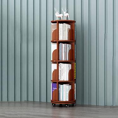 Imagem de Estante de livros, estante infantil com rotação de 360°, estante de canto de madeira maciça, estante móvel para crianças pequenas, estante redonda para biblioteca, escritório, sala de estar, rack de