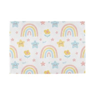 Imagem de Burbuja Jogo americano Rainbow Stars conjunto de 6, tapetes de mesa laváveis antiderrapantes, resistentes ao calor, para cozinha, mesa de jantar, ambientes internos e externos
