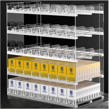 Imagem de Rack de exibição de cigarro - Prateleiras de varejo de acrílico para balcão de loja, suporte de caixa de cigarro retangular fácil de instalar, organizador perfeito, 55,5 x 28,4 x 24,5 cm