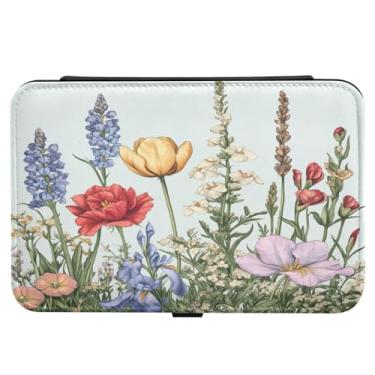 Imagem de Burbuja Caixa de joias de viagem de flores silvestres para mulheres e meninas, estojo de joias portátil de couro sintético organizador para brincos, anéis, colares e pulseiras