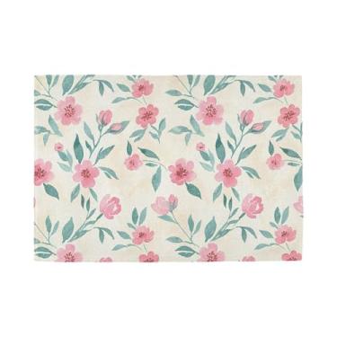 Imagem de Burbuja Jogo americano de flores, conjunto de 4 tapetes de mesa laváveis antiderrapantes, resistentes ao calor, para cozinha, mesa de jantar, ambientes internos e externos