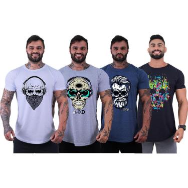 Imagem de Kit 4 Camiseta Longline Masculina MXD Conceito Básico Sport Fitness Silk Screen-Masculino
