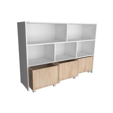 Imagem de Estante De Nichos Com Baús Organizadores Natan 100% Mdf - WoodCore