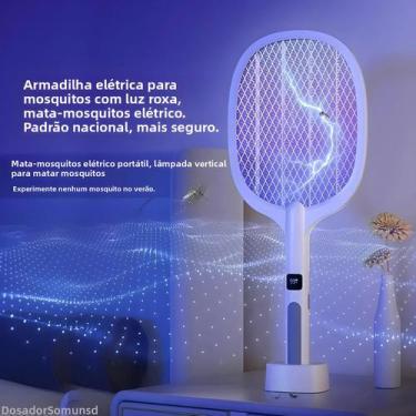 Imagem de Raquete Elétrica Recarregável Tipo-C 4000V, Destacável, Portátil, Auto