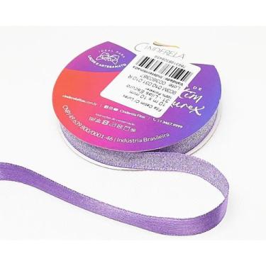 Imagem de Rolo Fita De Cetim Lurex Brilho Glitter 10 Metros N2 10mm Laços Decora