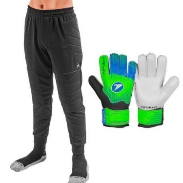 Imagem de Kit Goleiro Infantil Poker Calça e Luva, Cal M Luv 7, Verde