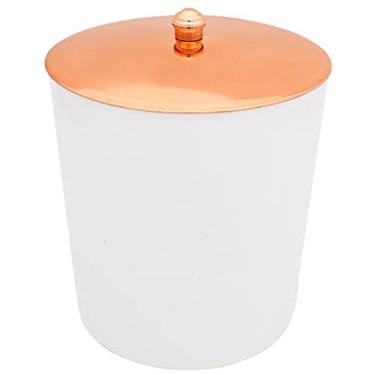 Imagem de Lixeira 5 Litros Tampa Pino Metalizada Plástica Banheiro Rose Gold - BC AMZ - Branco