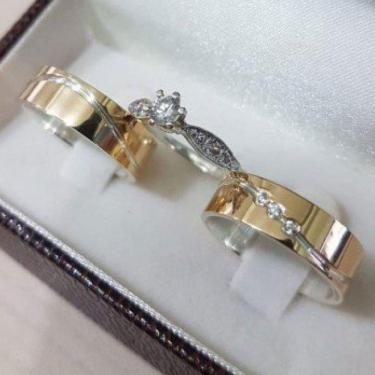 Imagem de Aliança de Casamento ou de Noivado em ouro 18k -CORTE-DIAGONAL