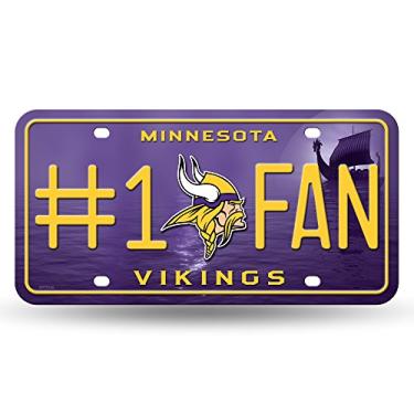 Imagem de Etiqueta de placa de licença de metal com ventilador NFL Rico Industries #1, Minnesota Vikings