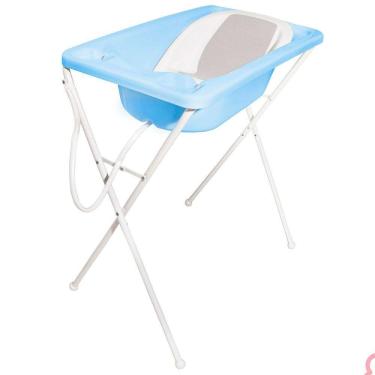 Imagem de Banheira para Bebê com Suporte - Acqua Trio - Azul Pastel - Galzerano