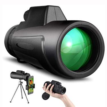 Imagem de Telescópio monocular para adultos, 12X50 HD Zoom de alta potência BAK4 Prism Focus e FMC Monocular à prova d'água com suporte para smartphone e tripé para observação de pássaros, acampamento, caminhada