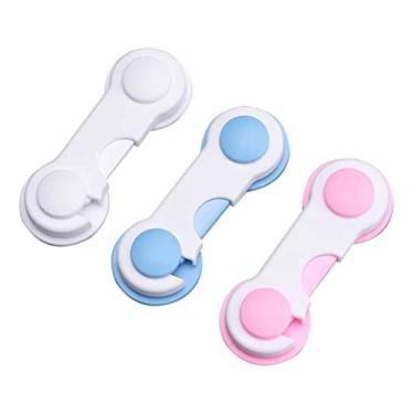 Imagem de Kit 2 Trava de Gaveta Armário Porta Trava de Segurança Bebê Trava Multiúso (Azul)