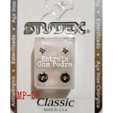 Imagem de Brinco Studex Classic 4Mm Estrela Cristal Medio Prata
