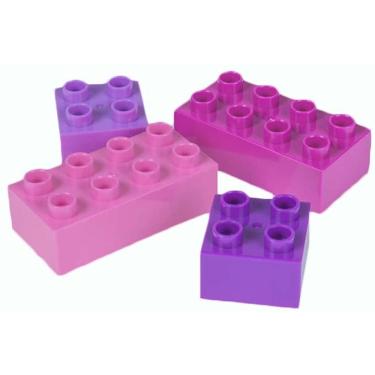 Imagem de Conjunto Big Briks — 108 peças — rosa, magenta, lavanda, roxo — Blocos de construção grandes