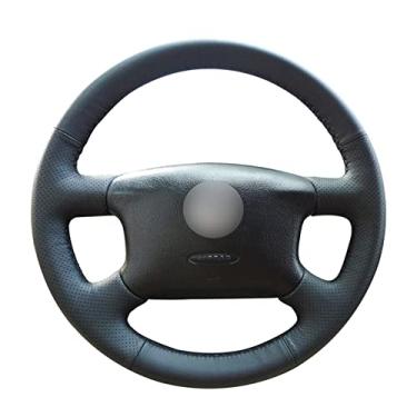 Imagem de Capa de volante de carro confortável antiderrapante costurada à mão em couro preto, apto para Skoda Octavia 2000 a 2005 Superb 2002 2003 2004 2005