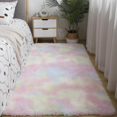 Imagem de JunJiale Tapete felpudo super macio para quarto, tapete fofo para sala de estar, tapete felpudo felpudo para decoração de casa, tapetes peludos para dormitório, tapete infantil para meninas 50 cm x