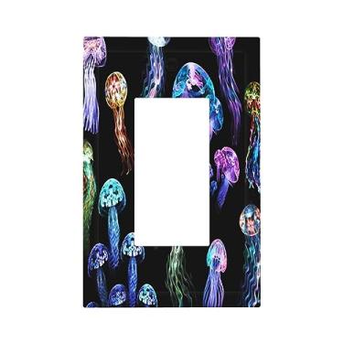 Imagem de Medusa, animais marinhos, oceano, balancim único, placa de cobertura para interruptor de luz GFCI placa decorativa de parede placa elétrica colorida para decoração de casa de banho tamanho médio