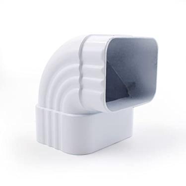 Imagem de 5 x 7,6 cm calha de calha de água da chuva desviador de tubos de água de alumínio adaptador de canto de cotovelo reutilizável conexão de encaixe para sistema de borda doméstica 90 graus (branco)