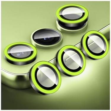 Imagem de Kucheed Protetor de lente de câmera luminoso para Samsung Galaxy A35/A55, protetor de tela de vidro temperado colorido noctilucente, alinhamento automático, anéis de liga de alumínio