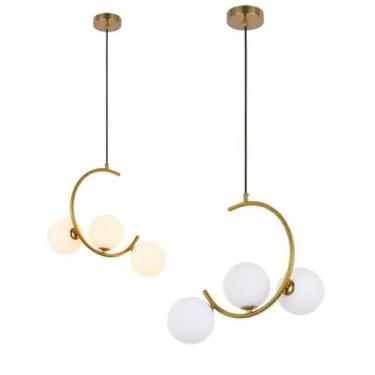 Imagem de Luminaria Pendente Lustre Meia Lua Enfeite Luxo Sala Quarto Cozinha De