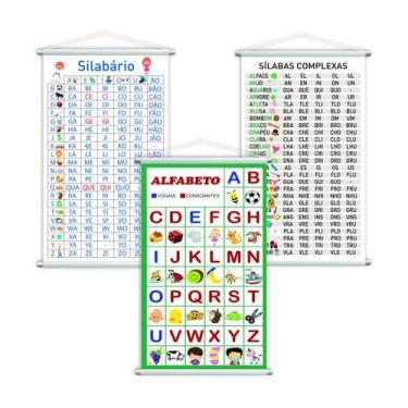 Imagem de Silabário + Complexo + Alfabeto Vogais Kit 3 Banners 80X50Cm - Plimsho