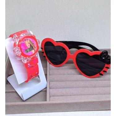 Imagem de Kit Relógio Infantil Digital Pisca Luz Led Toca Musica Princesas + Ócu