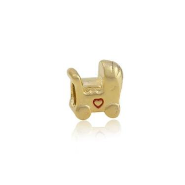 Imagem de Pingente Berloque Carrinho de Bebê Folheado Ouro 18k - 27 -, UNICO