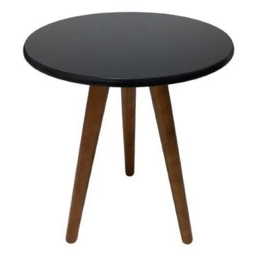 Imagem de 2 Mesinha Mesa Yumi Redonda 45cm Pe Palito 60cm Tripe - Jthome, Preto