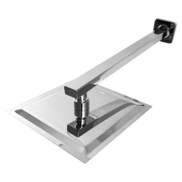 Imagem de Ducha Chuveiro Quadrada 20x20 cm Com Braço Quadrado 30 cm Inox 7805 - 