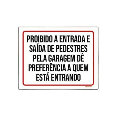 Imagem de Kit 5 Placas Proibido Entrada Saída Pedestres Pela Garagem