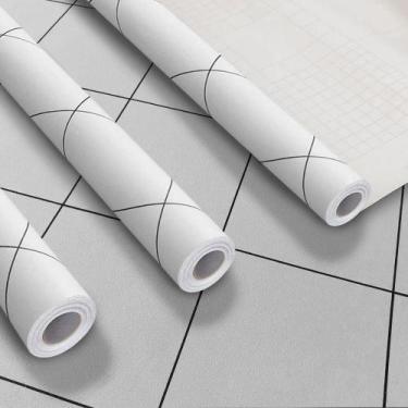 Imagem de Kit 3 Adesivo Vinilico Piso Lavavel Losangulo Branco 15m - Open Star