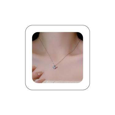 Imagem de YienDoo Colar com pingente de cristal descolado, gargantilha de prata, vintage, com asa de anjo, colar de cristal com pingente de strass, pingente de pingente de cristal, joias femininas, Zinco, Sem